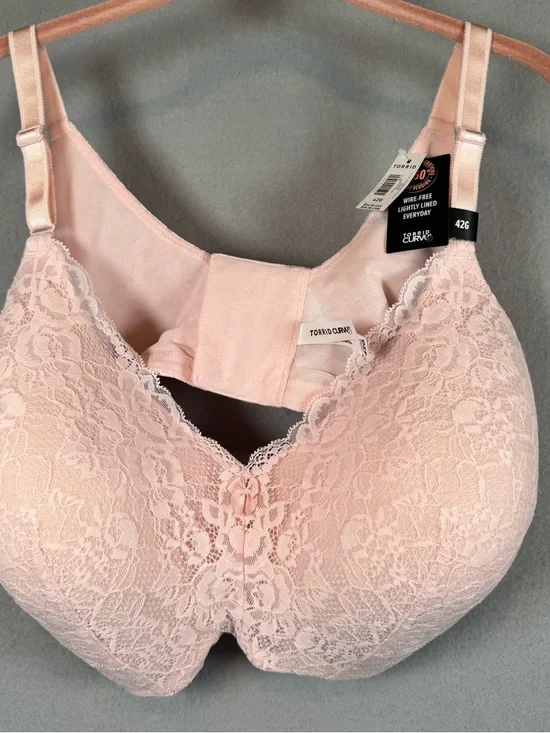 Torrid Blush Pink Lace Wire-Free Full Coverage Bra size 42G - Picture 2 of 12
